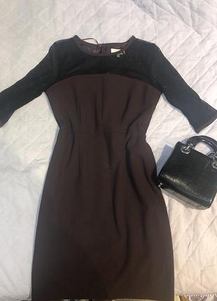 Платье карандаш гнилая вишня с сеточкой