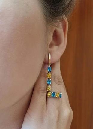 Срібний комплект сережки і каблучка із золотою пластиною