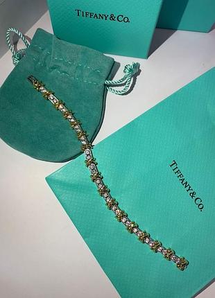 Браслет tiffany с цирконием позолота / упакован в мешочек тиффани