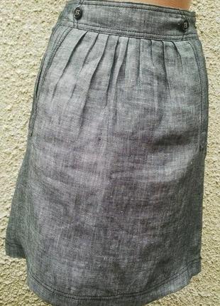 Новая льняная юбка mango с двумя внутренними карманами по боках