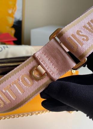 Жіноча коричнева шкіряна сумка в стилі louis vuitton луї витон multi pochette мульти пошей 3 в 16 фото