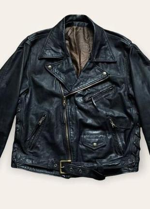 Куртка косуха натуральная кожа, панк / гранж стиль, байкерская куртка. винтажная куртка 70х. италия1 фото