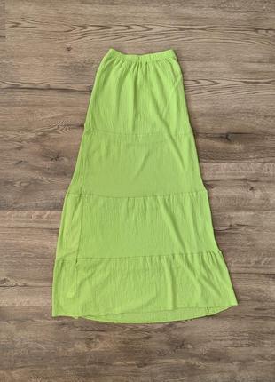 Длинная зеленая салатовая юбка pretty little thing2 фото