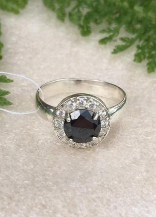 Кольцо серебро 925 колечко серебряное чёрный камень бездна 1148