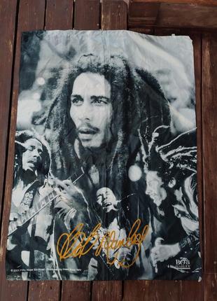 Большой винтажный постер/шарф/шаль/флаг bob marley 2005 года ©fifty hope six-road - produced by heart rock italy регги reggae4 фото