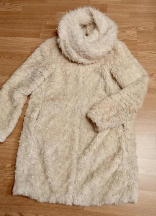 Стильная меховая курточка promod,плащик, пальто+меховый шарф clockhouse3 фото