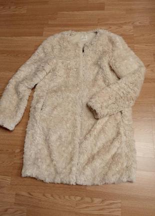Стильная меховая курточка promod,плащик, пальто+меховый шарф clockhouse