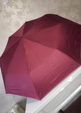Зонт автомат складной компактный однотонный без рисунка принта красный бордовый женский мужской зонтик4 фото