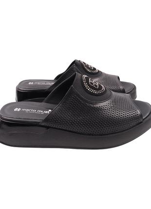 Шльопанці жіночі mario muzi чорні натуральна шкіра