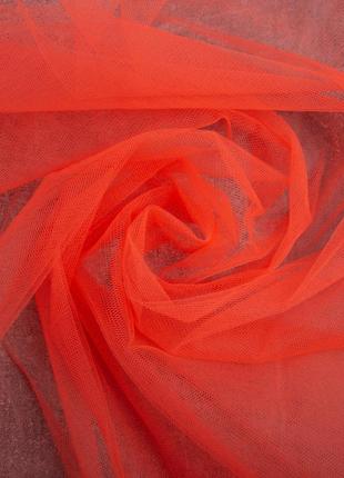 Тканина фатин декоративний неон помаранч1 фото