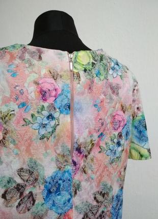Фирменная, натуральная блузка с роскошным жакардовым принтом, с удлиннённой спинкой4 фото