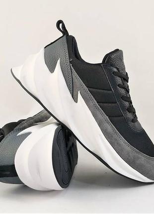 Кросівки adidas sharks чоловічі адідас чорні акули  шарк акулы чорно серые6 фото