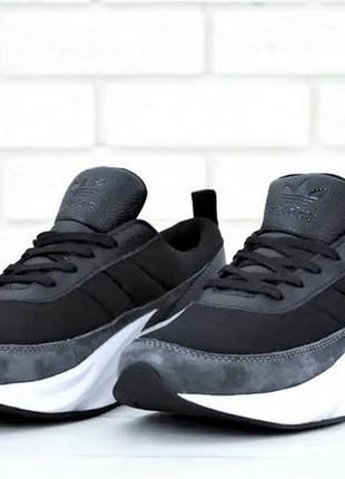 Кросівки adidas sharks чоловічі адідас чорні акули  шарк акулы чорно серые2 фото