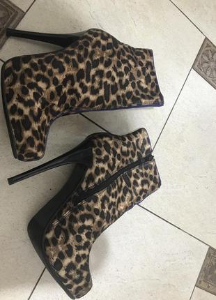 Трендовые леопардовые ботинки ботильоны сапоги на шпильке эффектные яркие стильные модные2 фото