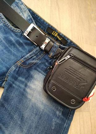 Чоловіча сумка на пояс leastat в комплекті з довгим плечовим ременем.