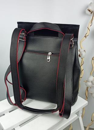 Сумка рюкзак, чорний та червоний колір3 фото