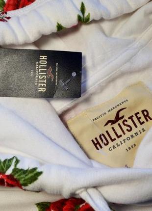 Оригинальный белый свитшот в цветы hollister5 фото