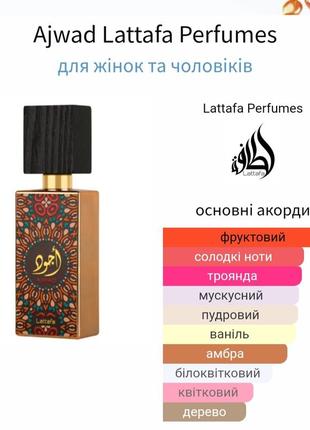 Розпив! 1мл lattafa perfumes ajwad4 фото