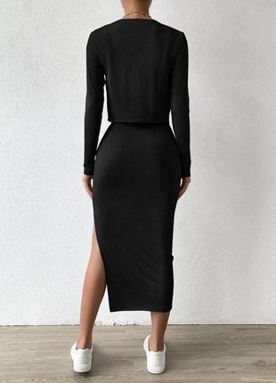 Платье с кофтой рубчик цвет: черный, серый, беж6 фото