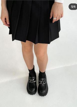 Лофери екошкіра ланцюжок жіночі з шкарпеткою чорні loretta 105744 фото