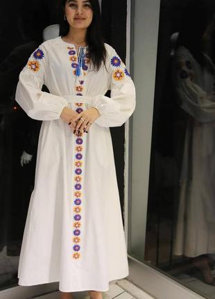 Весільне плаття довге плаття вишиванка на розписку довге вишите плаття вишиванка в пол торг4 фото