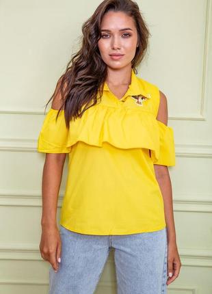 Блуза с рюшем желтая1 фото