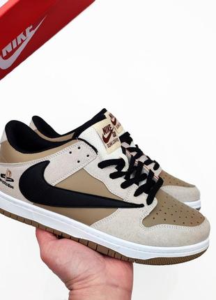 Мужские кроссовки nike sb dunk low travis scott x playstation плейстейшн светло коричневый3 фото