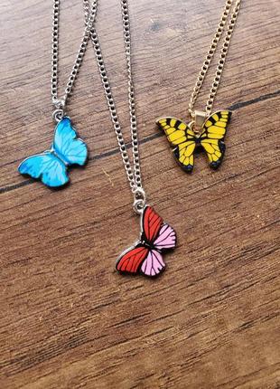 Ланцюжок підвіска підвіс кулон кулончик з метеликом квіточкою емаль дуже гарний дитячий ланцюжок на подарунок5 фото