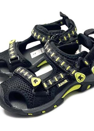 Дитячі сандалі хлопчику на липучках kamik. закритий носок, текстиль+eva р 28