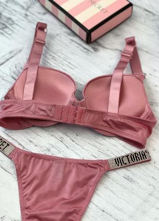 Комплект женского белья victoria`s secret rhinestone стразы   - розовый2 фото