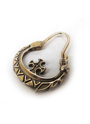 Бронзова козацька сережка ручної роботи велика