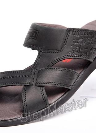 Шлепанцы мужские кожаные levis black