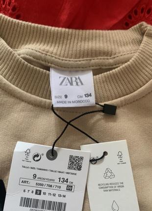 Батник zara свитшот zara на девочку 9, 11/12, 13/14 лет, кофта zara утеплений світшот для дівчинки ,рукав оверсайз.10 фото