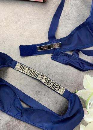 Комплект женского белья victoria`s secret rhinestone стразы - синий3 фото