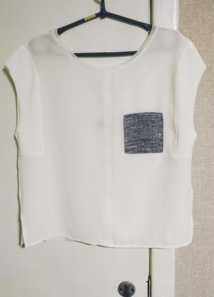 Zara футболка/блузка /топ свободного кроя, белого цвета, стильный дизайн1 фото