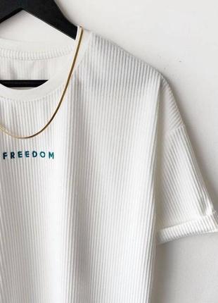 Белая футболка freedom / качественная мужская футболка фридом2 фото