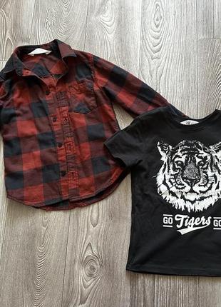 Набор рубашка в клетку футболка для мальчика 4-5 лет hm h&amp;m2 фото