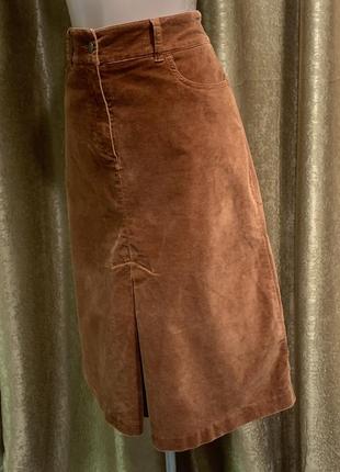 Трендовая терракотовая теплая юбка миди под замш pure collection  размер 10/ m4 фото