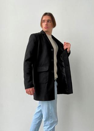 Мужское стильное пальто черное / качественные молодежные пальто для мужчин6 фото
