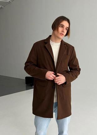 Коричневе чоловіче пальто / якісні модні пальта для чоловіків весна - осінь