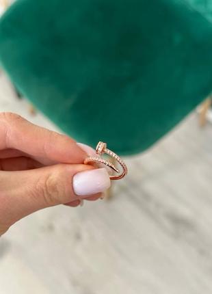 Кольцо женское гвоздь серебро 925 камни фианиты брендовое в стиле cartier картье3 фото