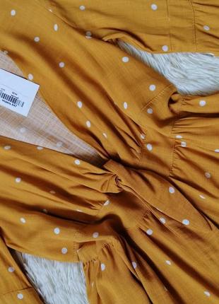 Гарна блуза горох з натуральної тканини пишний рукав волан красивая блуза горох из натуральной ткани3 фото