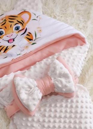 Комплект одежды для новорожденных девочек демисезонный, принт тигренок4 фото
