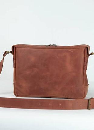 Кожаная мужская сумка аарон, натуральная винтажная кожа цвет коричневого цвета, оттенок коньяк