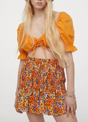 Мини юбка в цветочный принт h&m