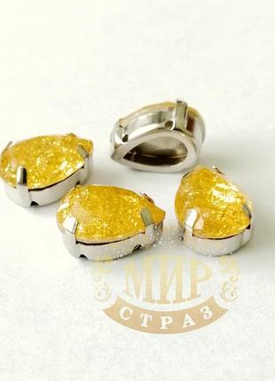 Стрази в ланцюгах, крапля, колір frosted topaz, (вибрати розмір), 1 шт.