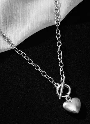 Звеньевая цепочка  с подвеской в форме сердца2 фото