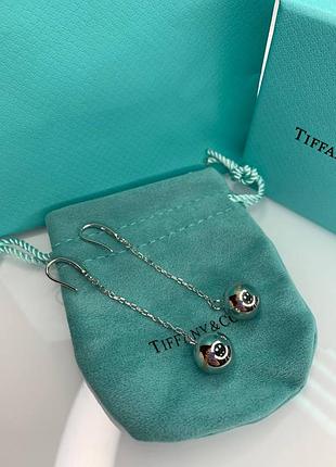 Тиффани брендовые серьги с шариками, посеребрение. люкс качество