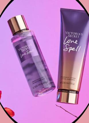 Идея для подарка 🎀 парфумированный набор спрей+лосьон love spell 💕victorias secret виктория сикрет вікторія сікрет оригинал1 фото