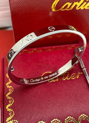 Брендовый браслет картье, покрытие белым золотом au750. люкс качество